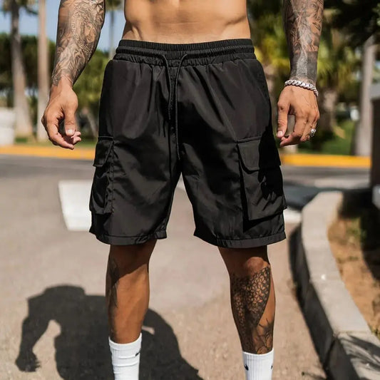 2025 summer fashion brand men's sports casual shorts loose cargo big pocket quick dry American large size five quarter pants men